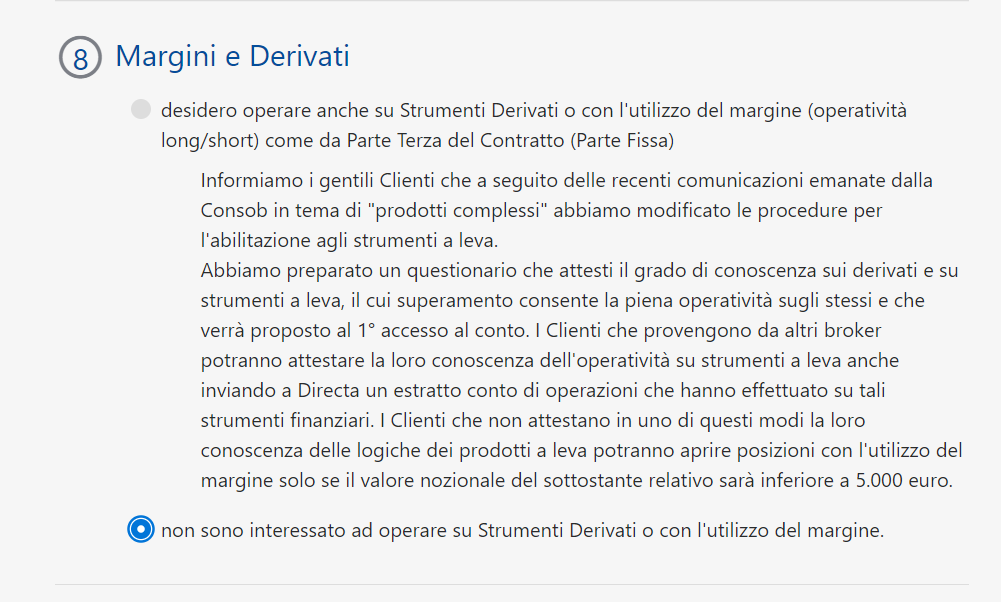 Regime alternativo intestazione quote Opstart Aprire conto deposito titoli Directa Sim con Opstart.it