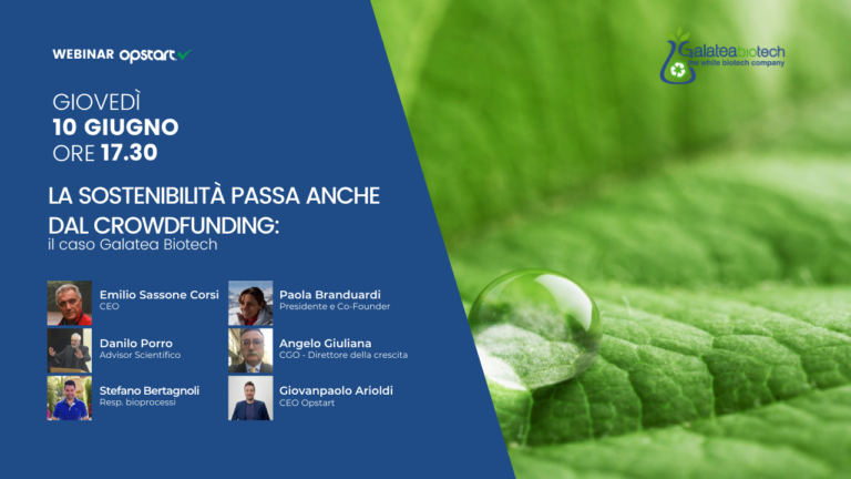 La sostenibilità passa anche dal crowdfunding: webinar con Galatea Biotech